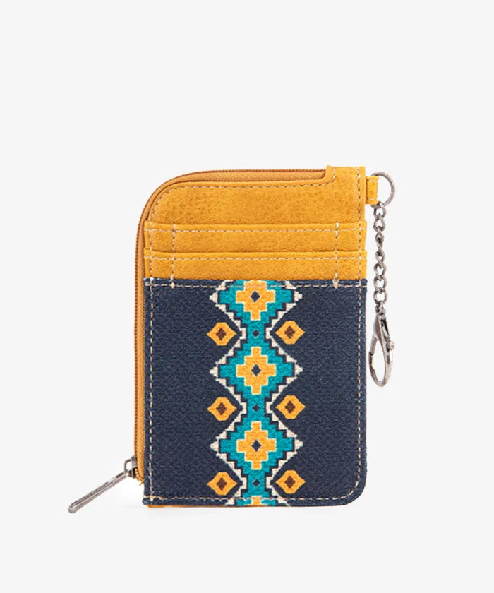 Montana West Wrangler Aztec Card Wallet for Women Western Credit Card Holder for Women Credit Card Wallet with Zipper Pocket