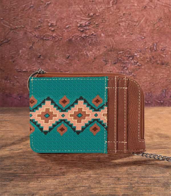 Montana West Wrangler Aztec Card Wallet for Women Western Credit Card Holder for Women Credit Card Wallet with Zipper Pocket