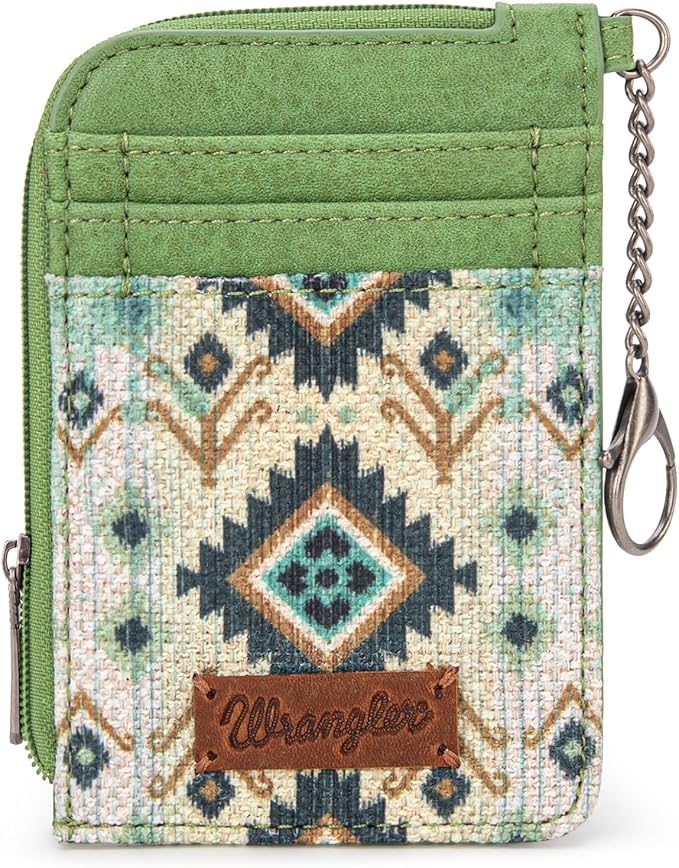 Montana West Wrangler Aztec Card Wallet for Women Western Credit Card Holder for Women Credit Card Wallet with Zipper Pocket