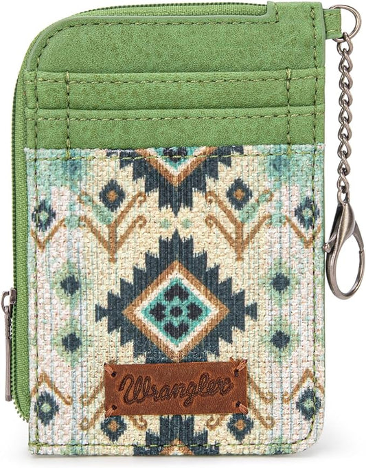 Montana West Wrangler Aztec Card Wallet for Women Western Credit Card Holder for Women Credit Card Wallet with Zipper Pocket