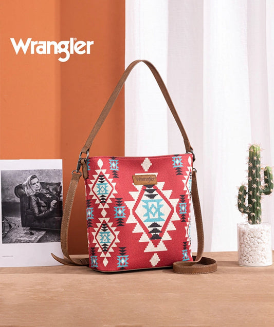 WRANGLER DUAL SIDED PRINT CANVAS SHOULDER BAG