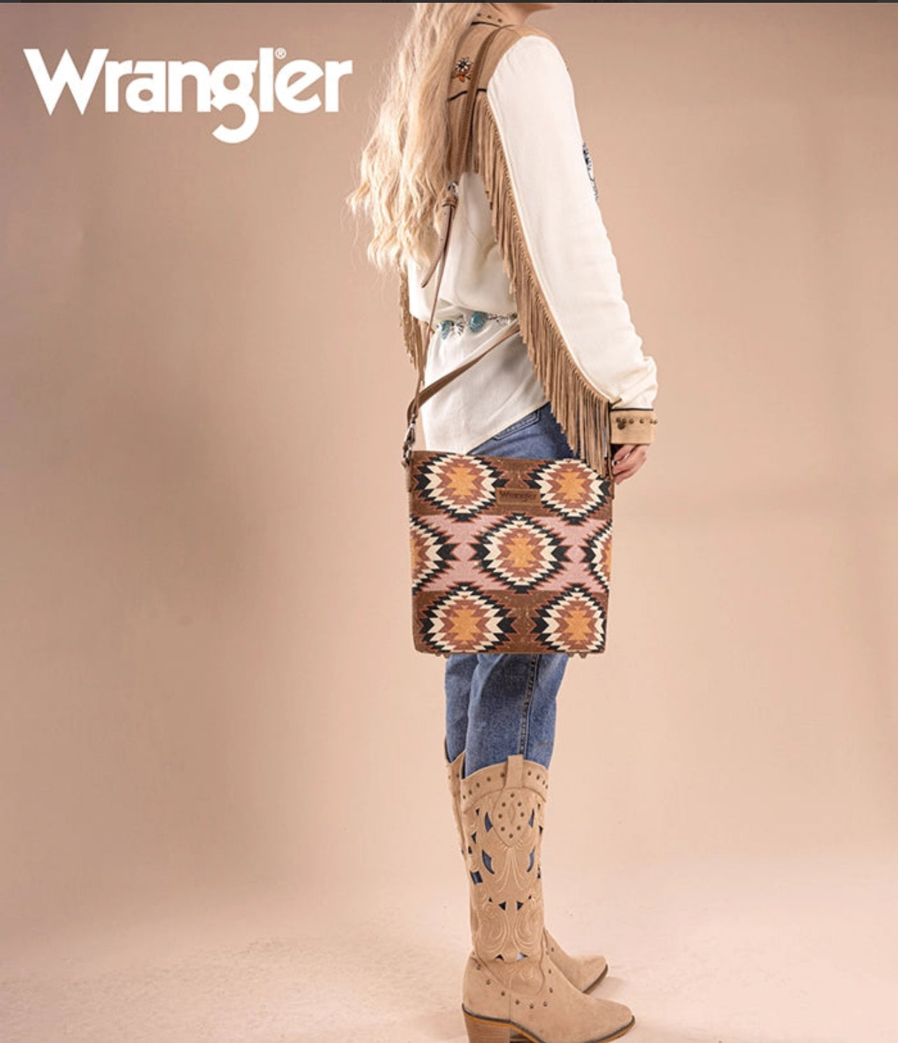 WRANGLER DUAL SIDED PRINT CANVAS SHOULDER BAG