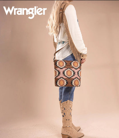 WRANGLER DUAL SIDED PRINT CANVAS SHOULDER BAG