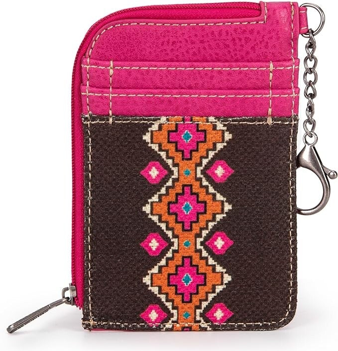 Montana West Wrangler Aztec Card Wallet for Women Western Credit Card Holder for Women Credit Card Wallet with Zipper Pocket