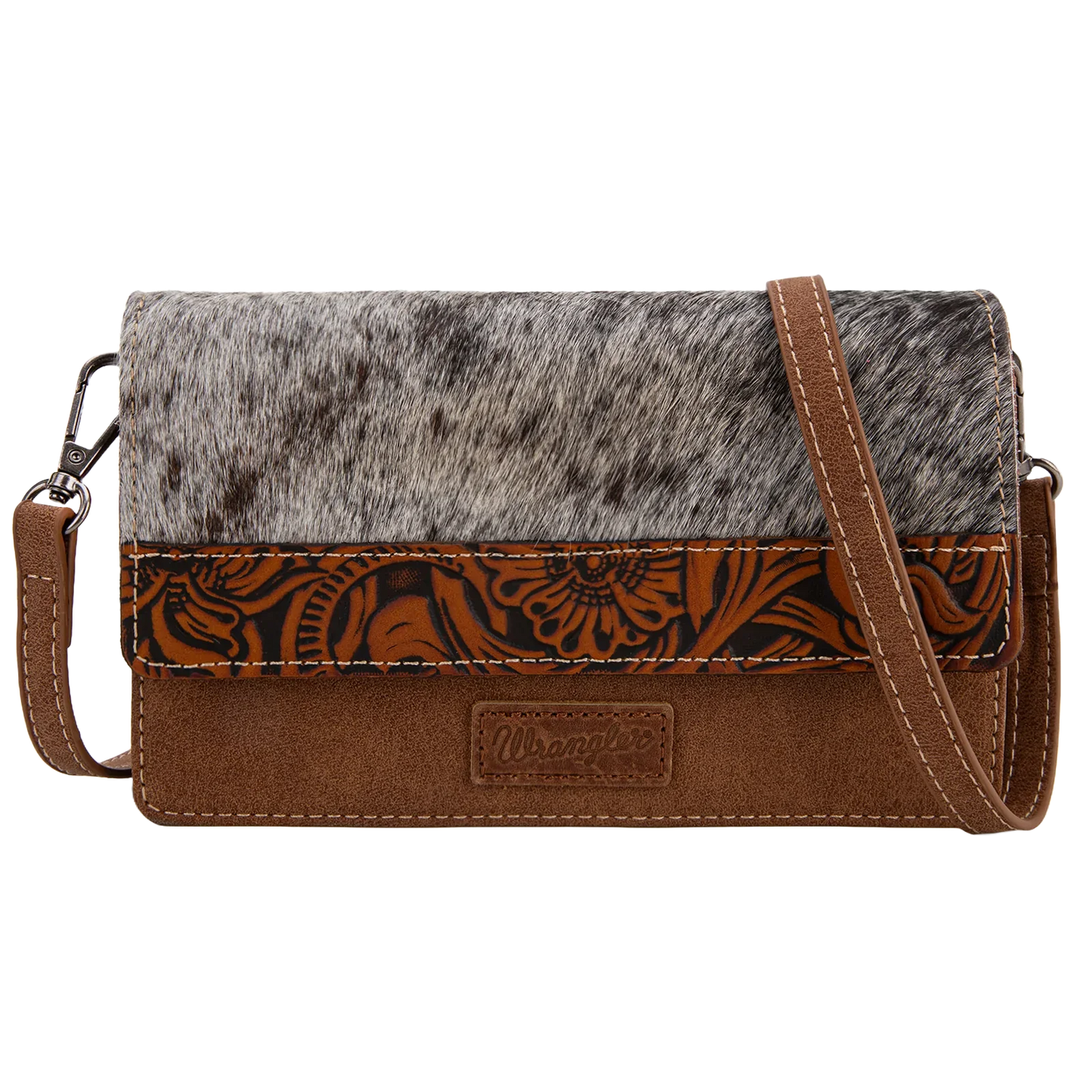 Wrangler Genuine Hair-On Cowhide Wallet/Crossbody